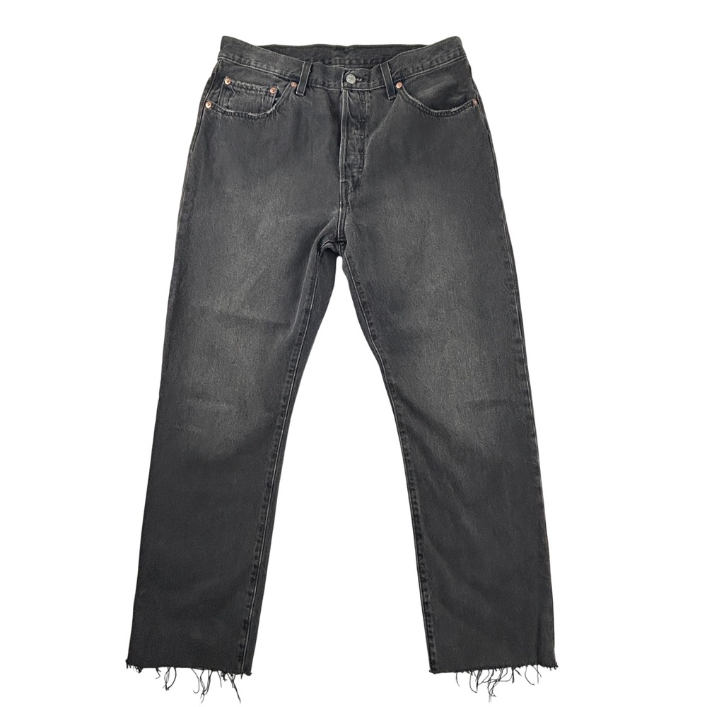 Levi's 501 Original Cropped Raw Hem Black Jeans Women 32x28
